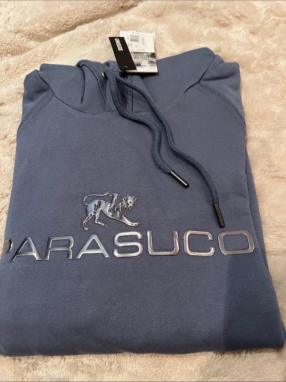 Parasuco Men’s Blue Crewneck Hoodie with Metallic Logo